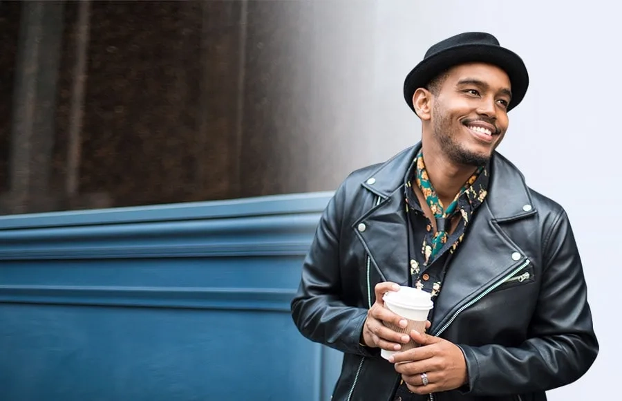 Men smiling with coffee
